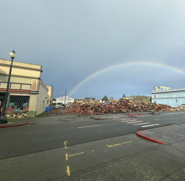 Rainbow over Northtown Books. Photo by Ben Okin.